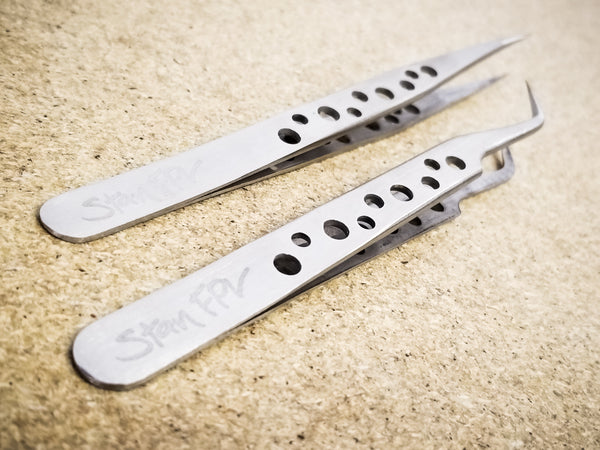 Stan FPV Brand Tweezers (Straight + Angled Tip 2-Pack Set)